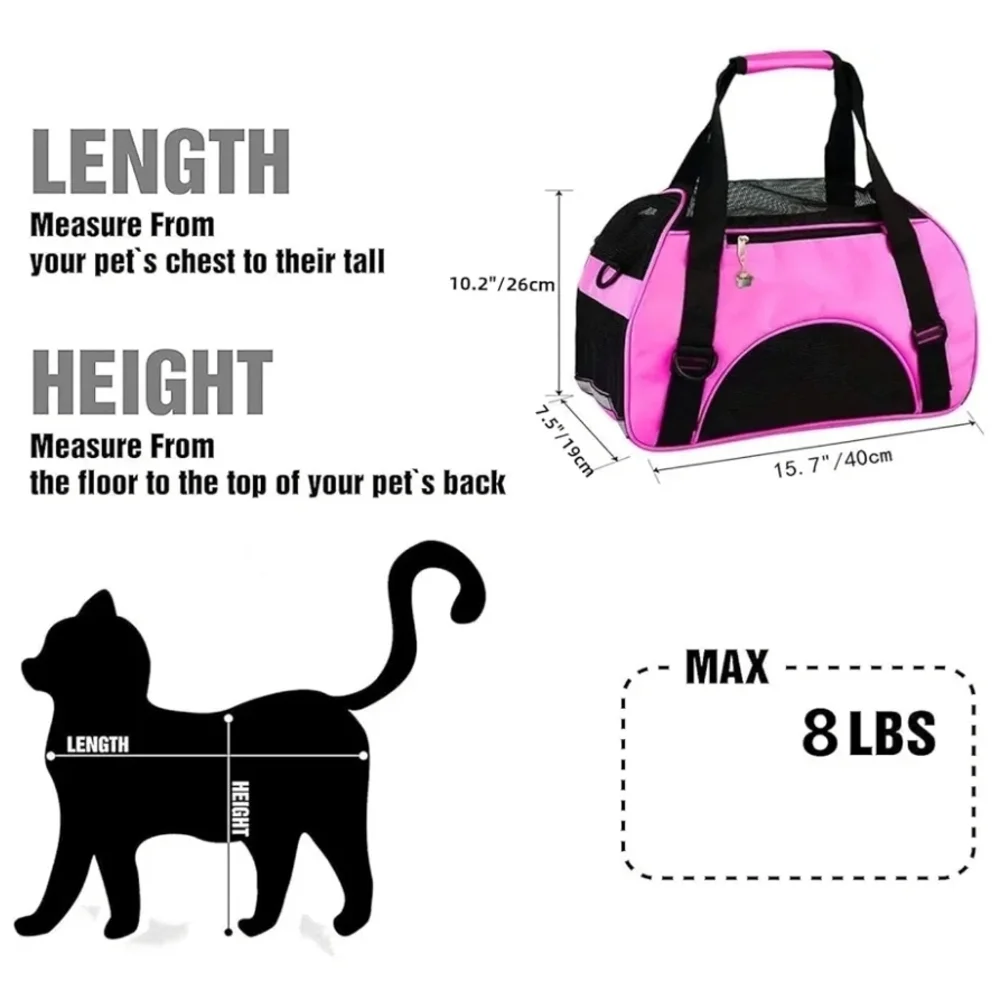 💫Pink and Black Pet Carrier Bag